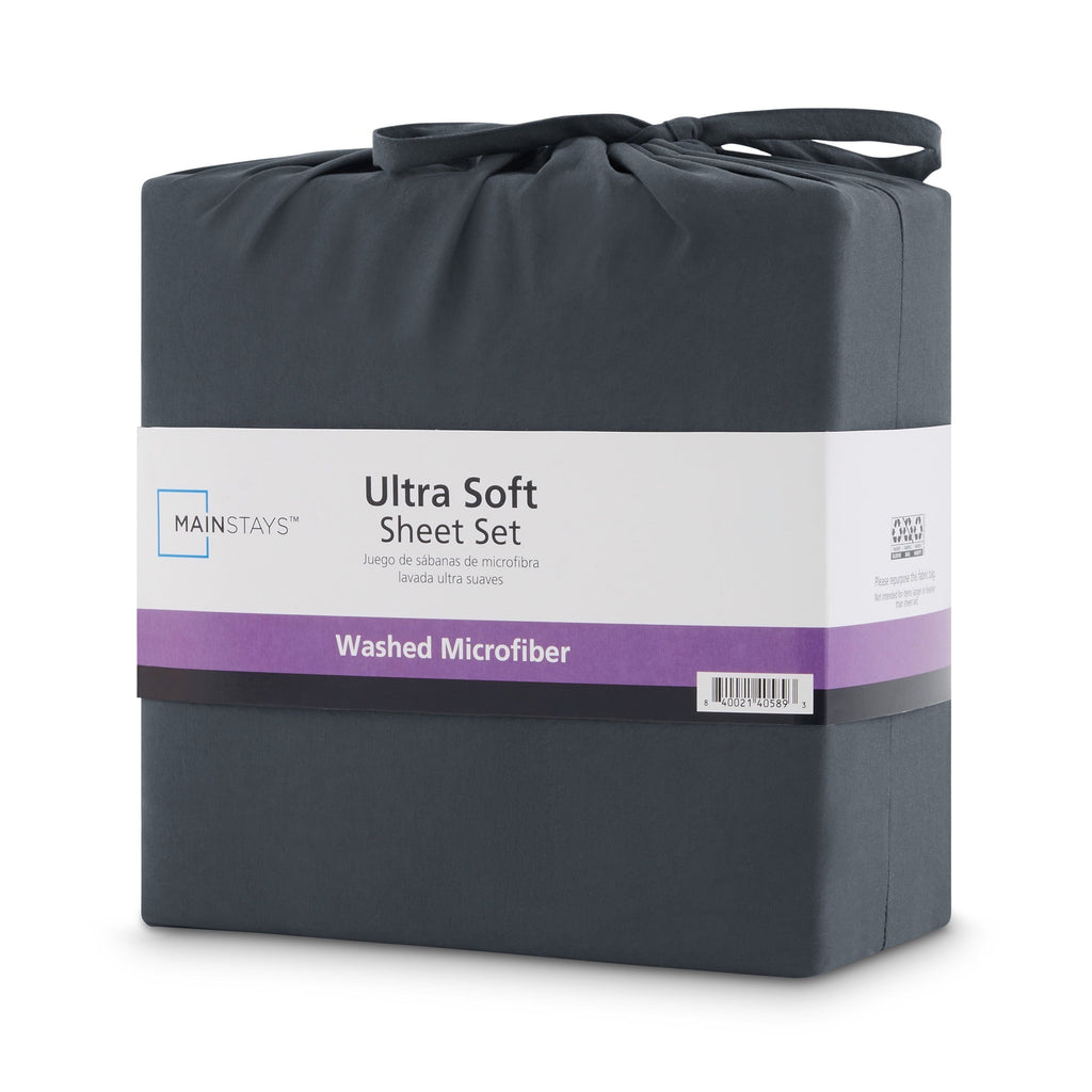 Microfiber Bed Sheet Set, Grey Stone, Full, 4 Pieces - Image 4