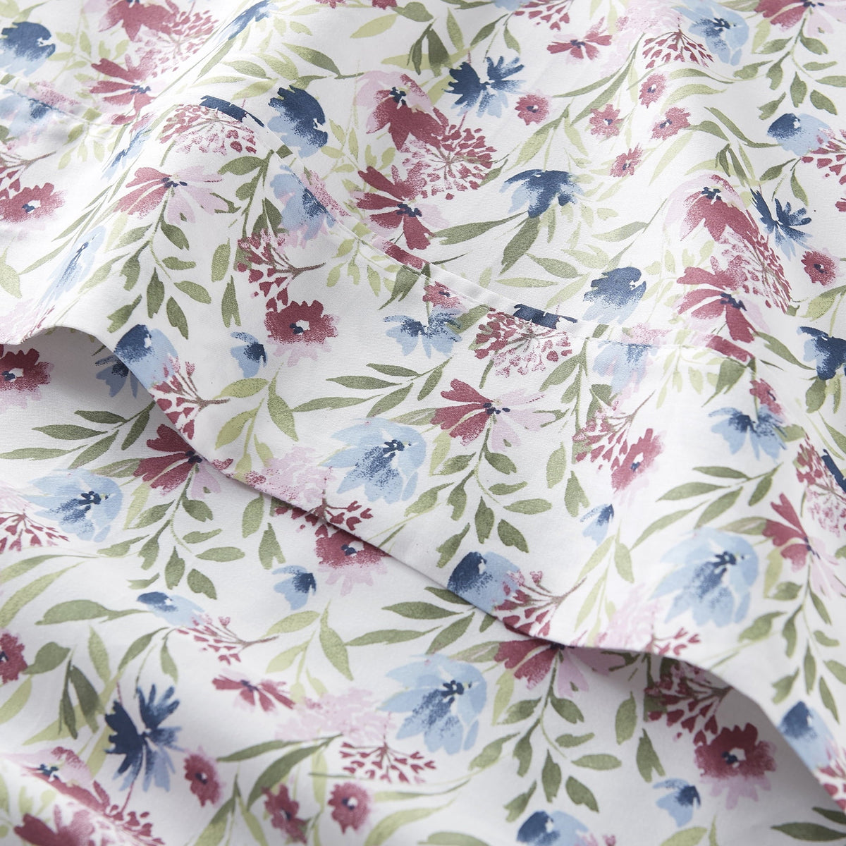 4-Piece 300 Thread Count Bashful Blooms Cool Cotton Sateen Bed Sheet Set, Queen - Image 4