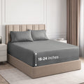 4-Piece Extra Deep Pocket Sheet Set - Full Size Breathable & Cooling Bed Sheets Fits 18"-24" Mattresses, Gray