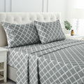 King Size Bed Sheets Set, ury 4 Piece Microfiber Deep Pocket Fitted Sheet, Flat Sheet & Pillowcases Bedding Sheets Se...