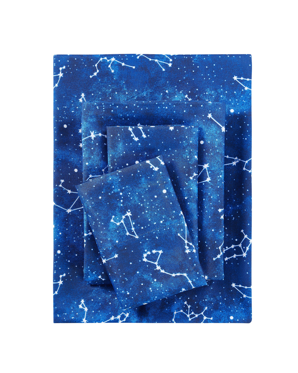 Kids Soft Microfiber Sheet Set, Navy Blue Stars, Full, 4 Pieces, Easy Care