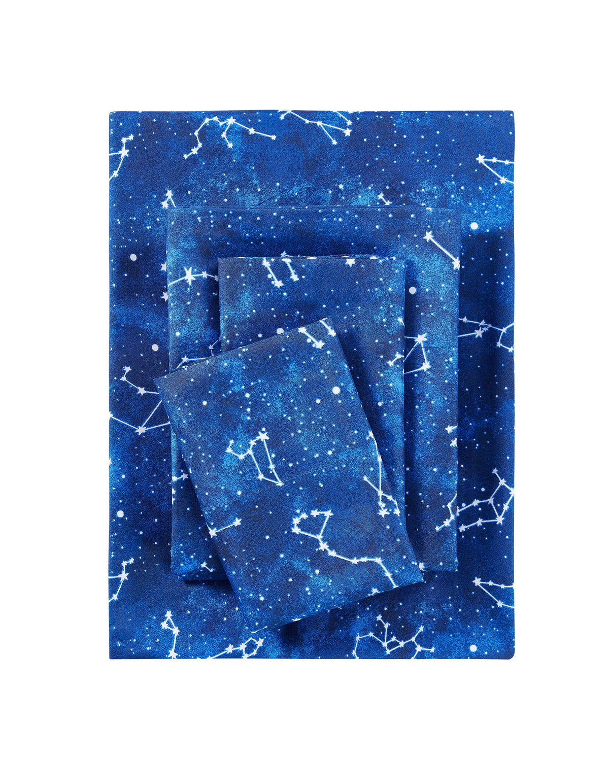 Kids Soft Microfiber Sheet Set, Navy Blue Stars, Full, 4 Pieces, Easy Care